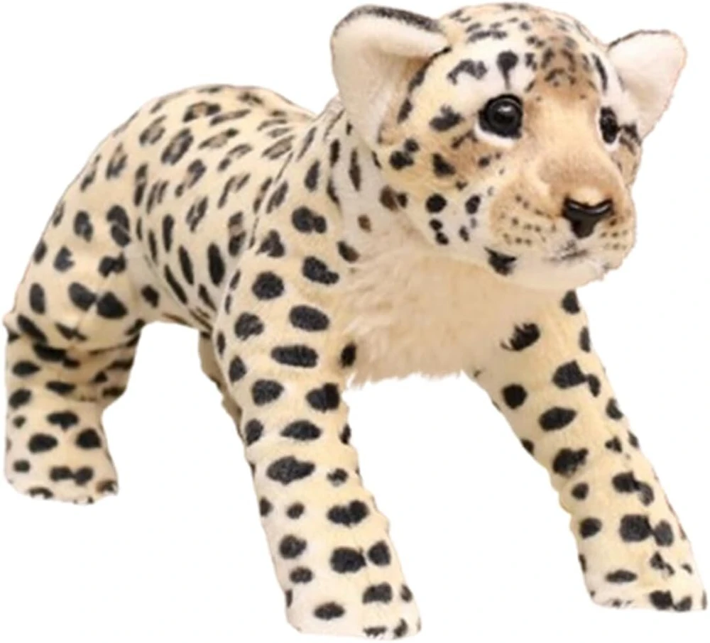 39 cm pliušinis žaislas sniego leopardas, tikroviška liūto tigro leopardo imitacija, minkšti pliušiniai žaislai, kimštinis žaislas leopardas, minkštas pliušinis žaislas vaikams berniukams mergaitėms (39 cm, leopardas)