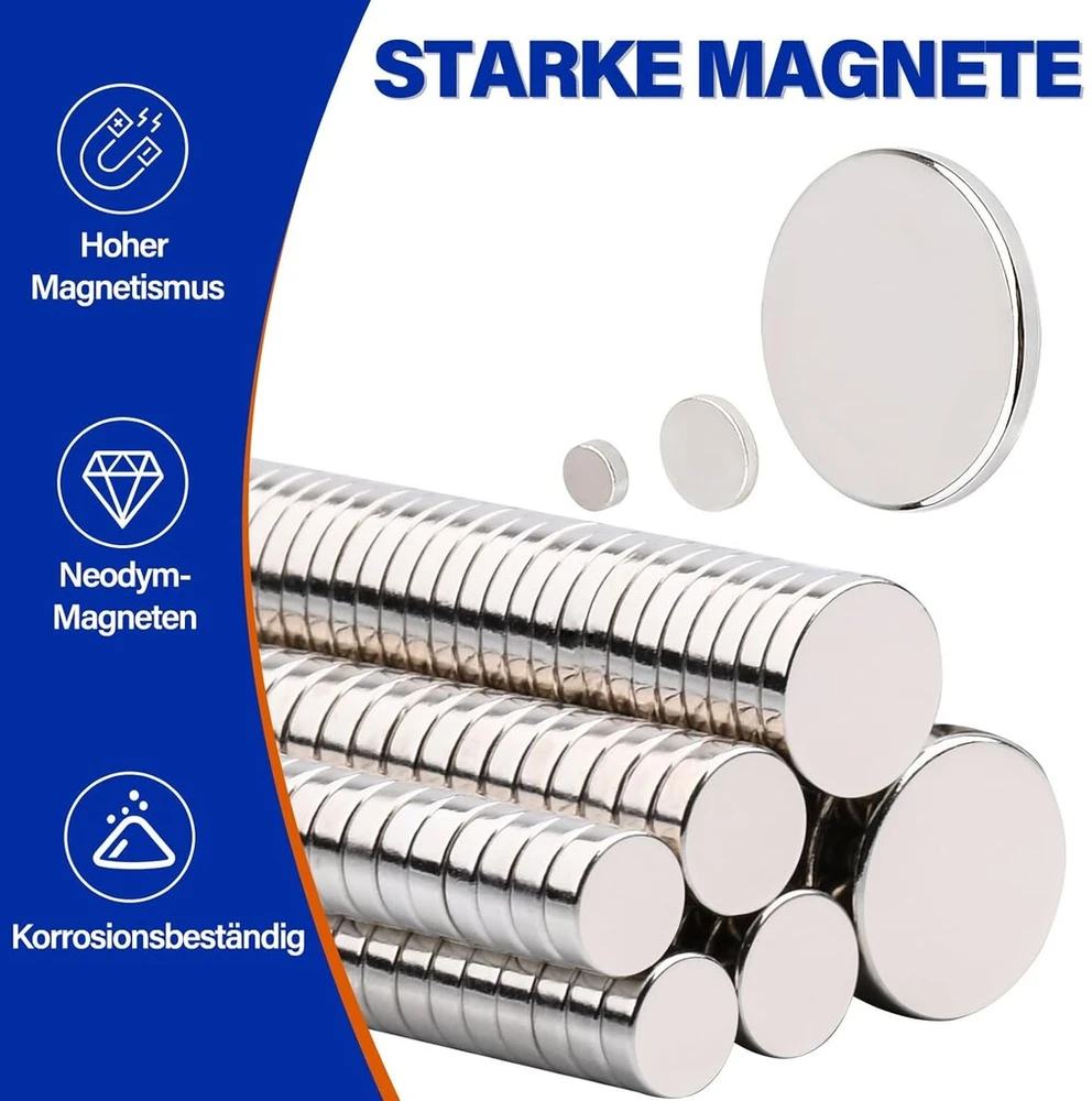 390 mini magnetų rinkinys, stiprūs, maži apvalūs neodimio magnetai, 6 skirtingų dydžių, maži stiprūs magnetai, apvalūs maži magnetai lentai, skirti magnetinei lentai, rankdarbiams, biurui, šaldytuvui