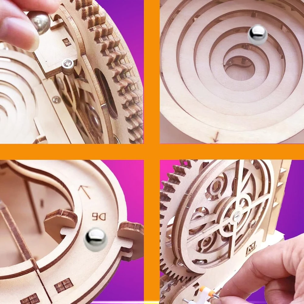 3d medinis galvosūkis Marble Run suaugusiems, rankomis valdomas mechaninis galvosūkio modelio rinkinys, medžio amatai vaikams nuo 15 metų