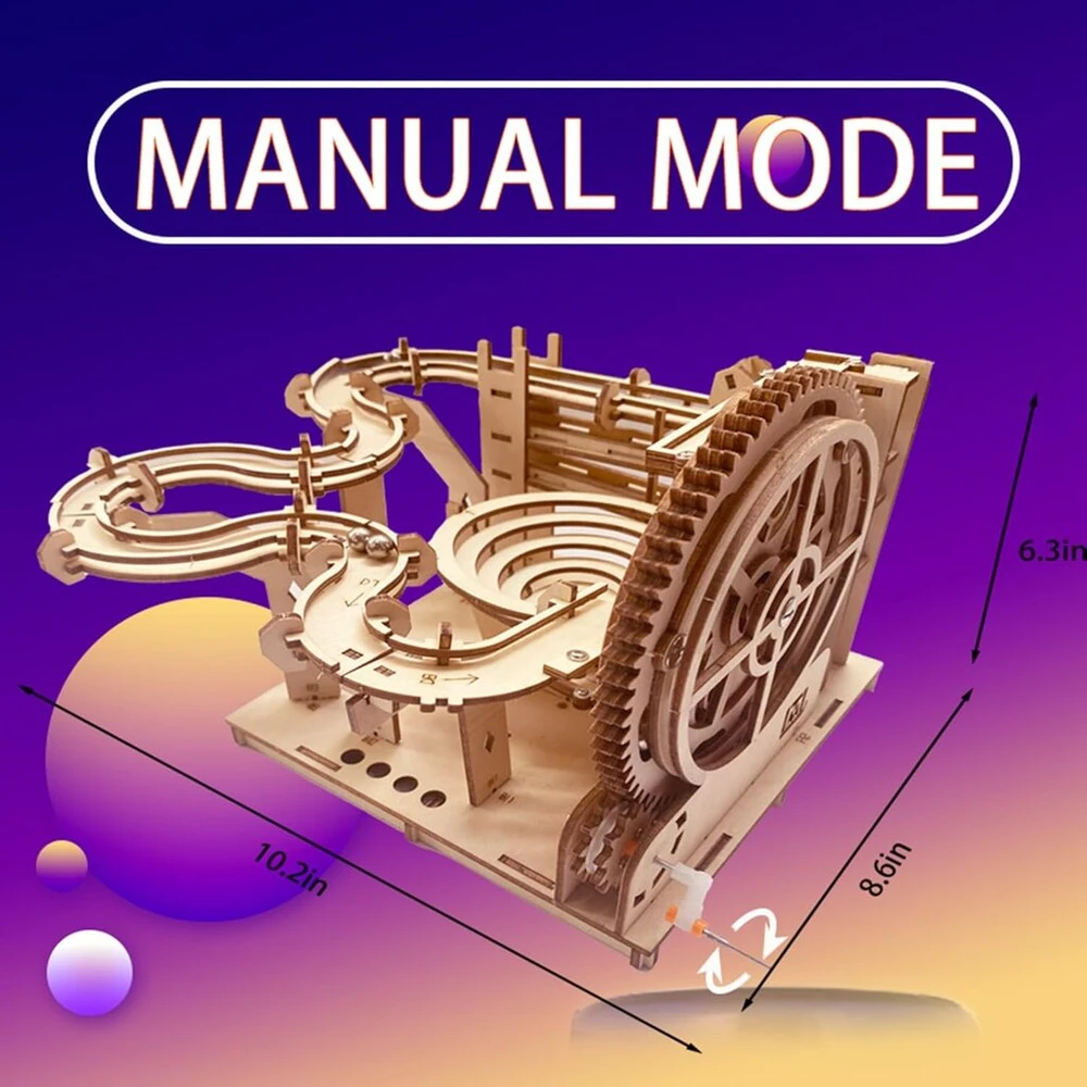 3d medinis galvosūkis Marble Run suaugusiems, rankomis valdomas mechaninis galvosūkio modelio rinkinys, medžio amatai vaikams nuo 15 metų
