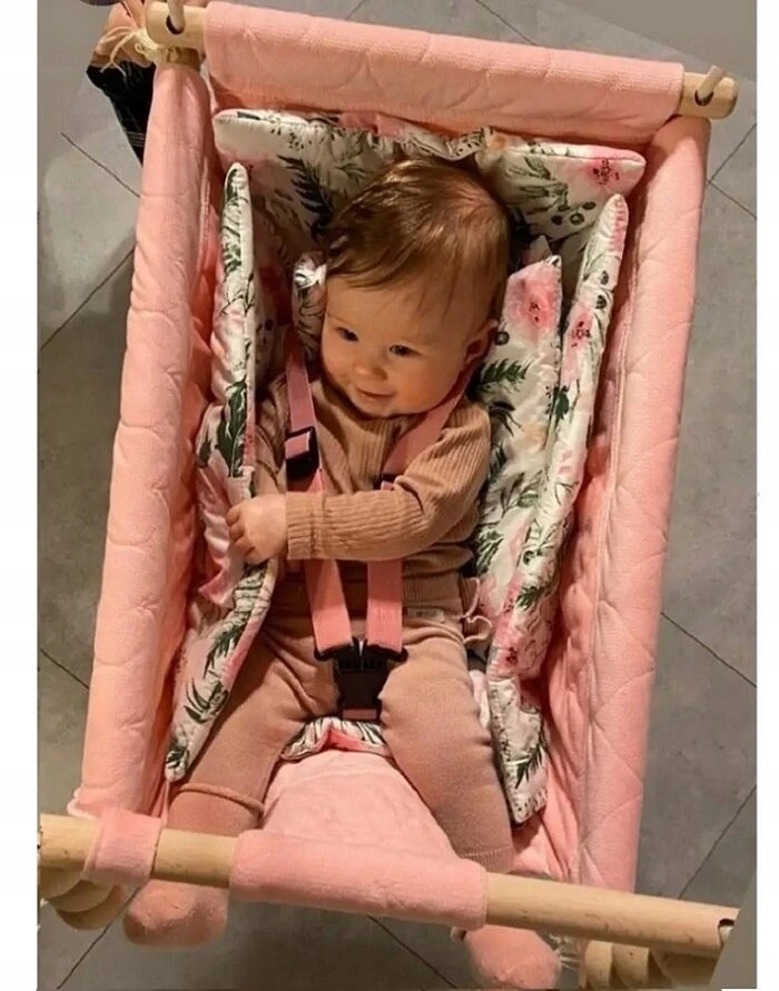3in1 sūpynės vaikams supamasis lopšys velvet rožinis kidaboo dygsniuotas ce pas