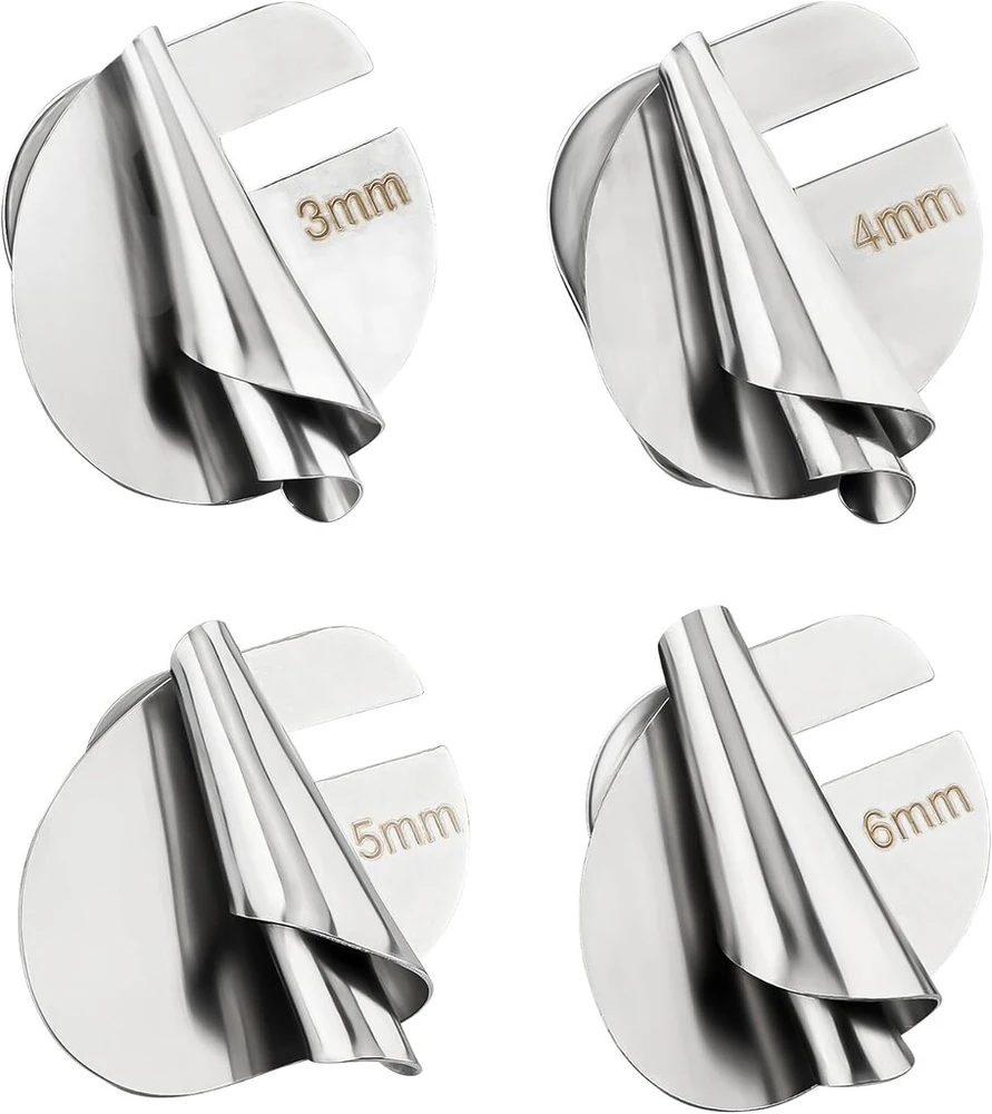 4 dalių rinkinys presavimo pėdelėms valcuotam apsiuvimui, keturių dydžių: 3 mm, 4 mm, 5 mm, 6 mm nerūdijančio plieno siuvimo pėdelė, siuvimo reikmenys, tinkami siuvimo mašinoms