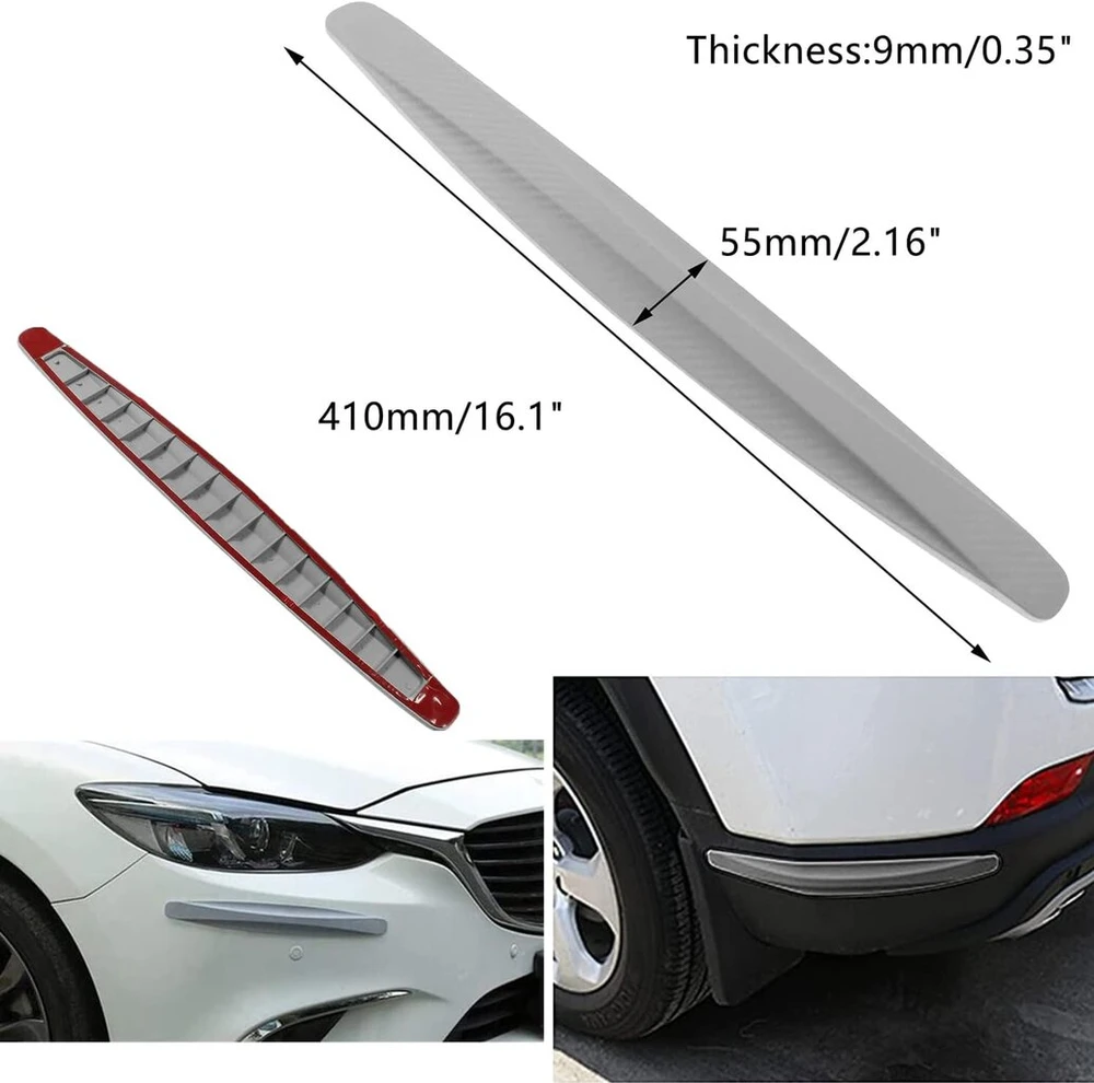 4 universalūs apsaugos nuo susidūrimo lipdukai automobilio bamperiui, apsauginė juostelė nuo įbrėžimų, bamperio apsauga 41 x 4,5 cm, automobilio bamperio apsauga, bamperio apsauga, anglies pluošto apsauginė juostelė (pilka)