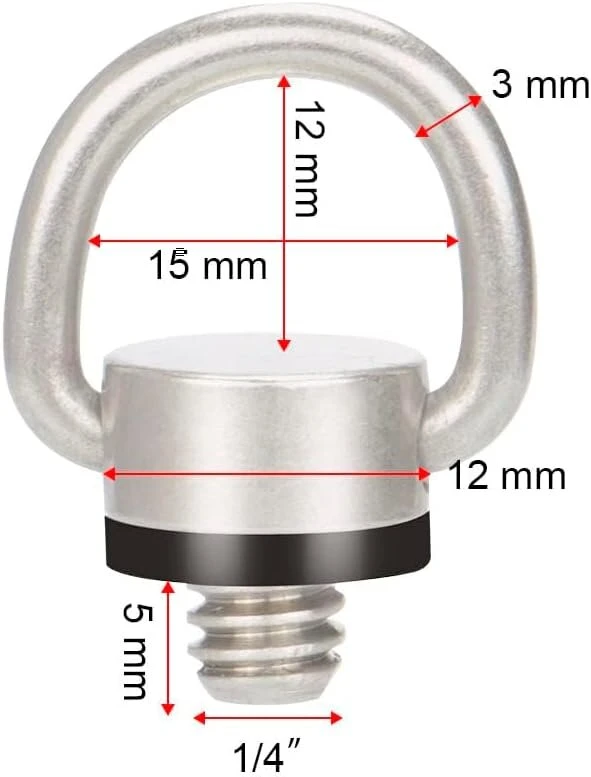 4 vnt. D formos žiedų kameros dirželiams, 1/4" varžtai