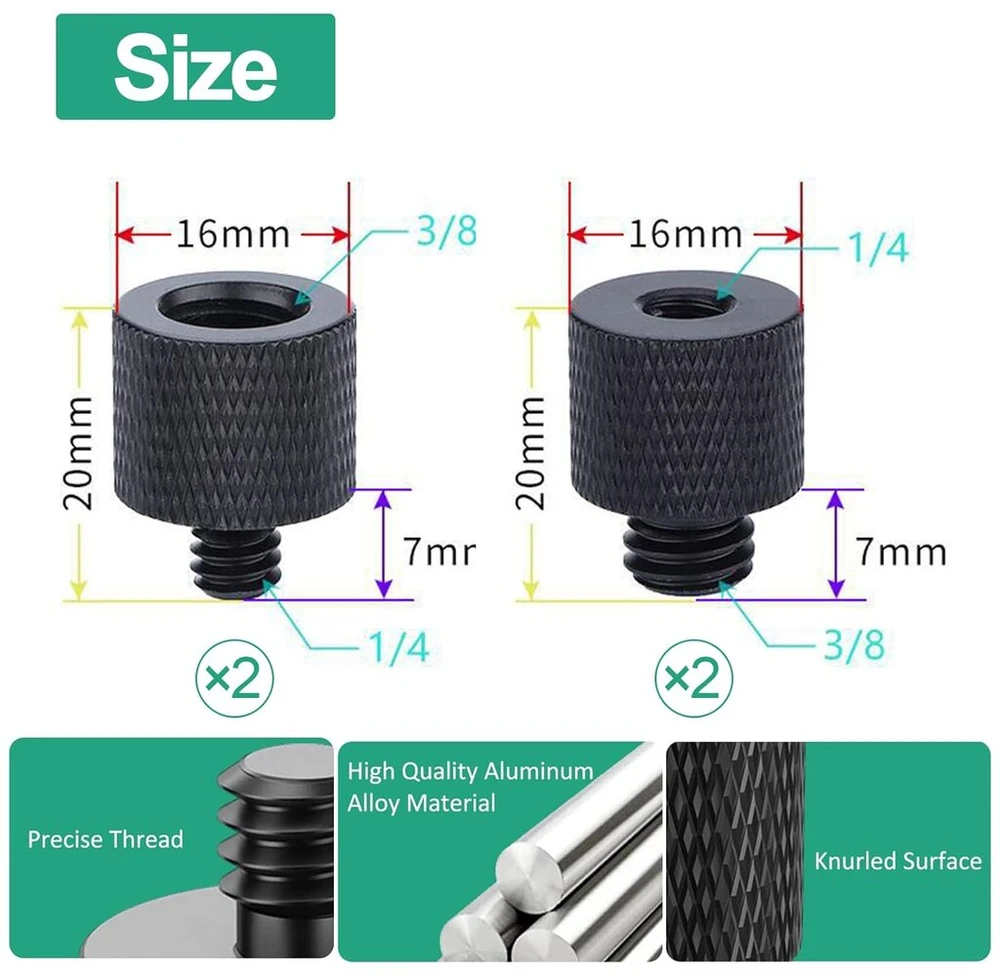 4 vnt. sriegių adapterių rinkinys nuo 3/8 colio iki 1/4 colio ir nuo 1/4 colio iki 3