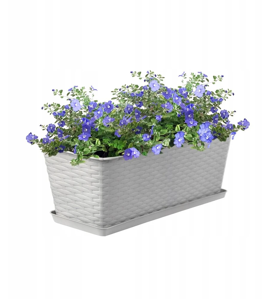 4 x Omago gėlių vazonas balkono dėžutė su rankenomis, pilkas komplektas, 40 cm