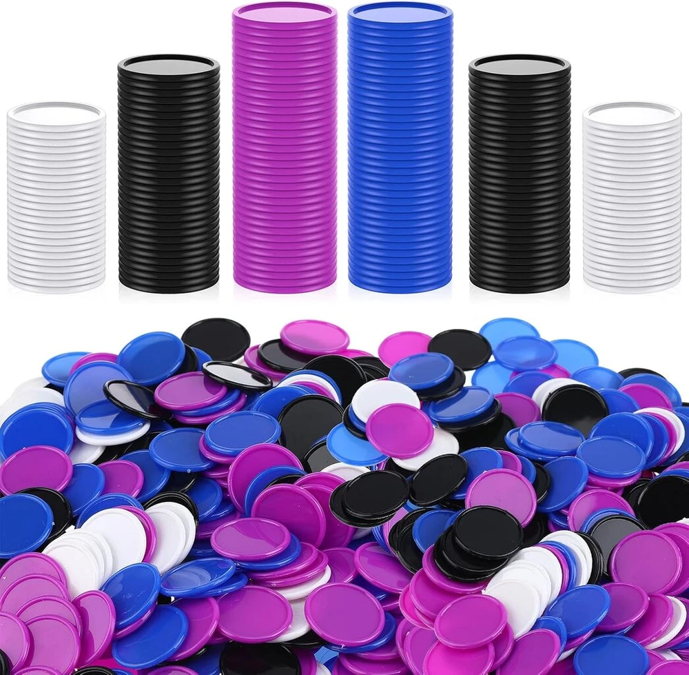 400 plastikinių pokerio žetonų, 4 spalvų, 2,54 cm, maži mokomieji skaitikliai, tušti kortų žetonai žaidimams, skaičiavimui, mokymuisi, matematikai, vaikų apdovanojimams (violetiniai, mėlyni, juodi, balti)
