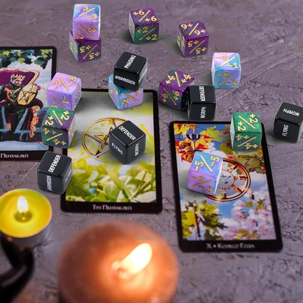 48 vienetų kubo skaitiklis, Magic The Gathering D6 kauliuko žymeklis, Magic kauliukai lojalumo skaitiklis, suderinamas su Mtg, Ccg, kortų žaidimų priedai su laikymo krepšiu