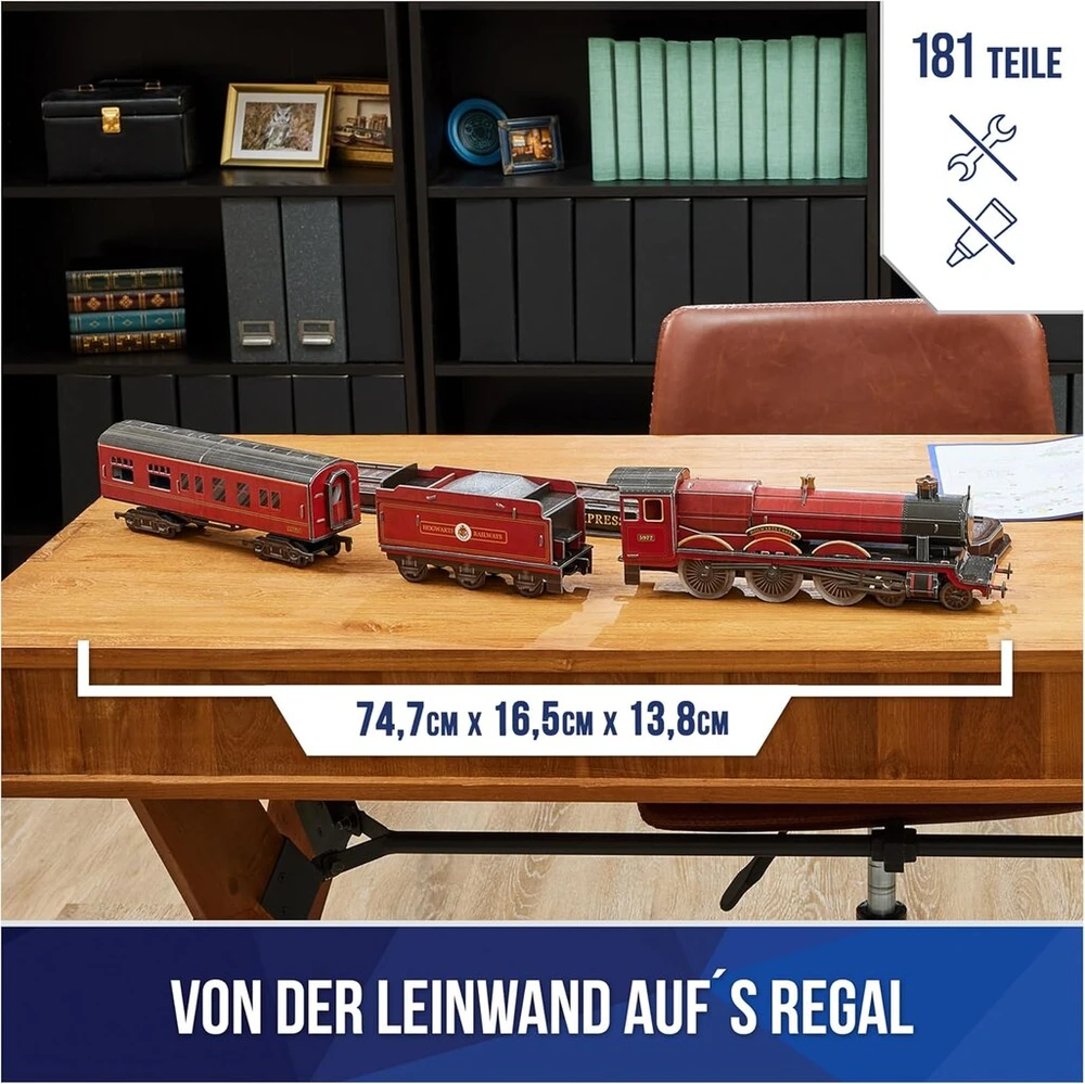 4d Build - Harry Potter Hogwarts Express 3d magiškas geležinkelio dėlionė, pagaminta iš aukštos kokybės kartono, 181 detalė, skirta magiškų nuotykių serijos gerbėjams nuo 12 metų