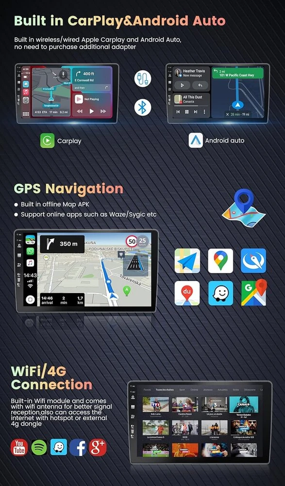 Automagnetola [4g + 64g] Ips 9 colių Android 14 automobilinis radijas Peugeot 308 2007-2013 su Navi Octa Core [integruotas Dab+/carplay/android Car/dsp/gps/bluetooth 5.0/wlan/usb