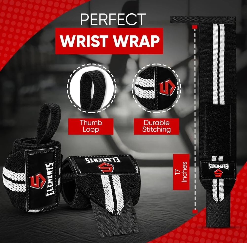 5 Elements Riešo įtvarai [riešo apvyniojimai] 38 cm riešo atrama fitnesui, riešo atrama, kultūrizmui, sunkumų sportui ir ক্রসfit