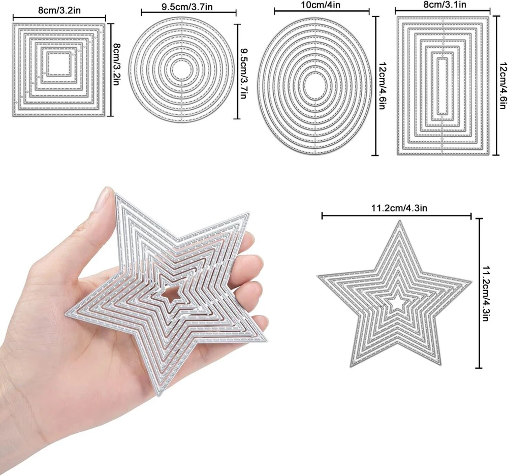 5 pjaustymo štampų rinkinys geometrinis rinkinys pjaustymo štampai kvadratinis stačiakampis apskritimas žvaigždė širdis rėmelis kvadratinis pjaustymo įspaudimo trafaretas skirtas "pasidaryk pats" scrapbooking albumo kortelėms