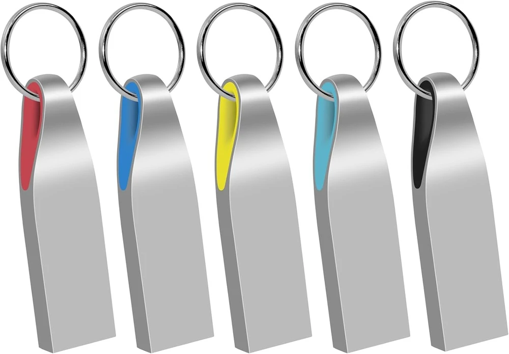 5 vnt. 2gb Usb atmintinės, metalinės, su pakabuku