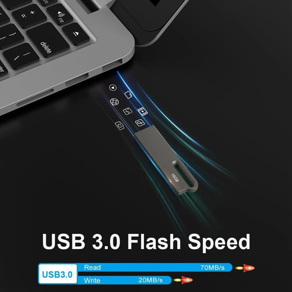 5 vnt. Usb atmintinės 16 Gb, Usb 3.0, vandeniui atsparios, juodos