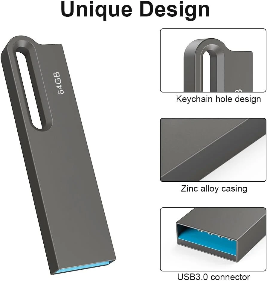 5 vnt. Usb atmintinės 64 Gb, Usb 3.0, juodos