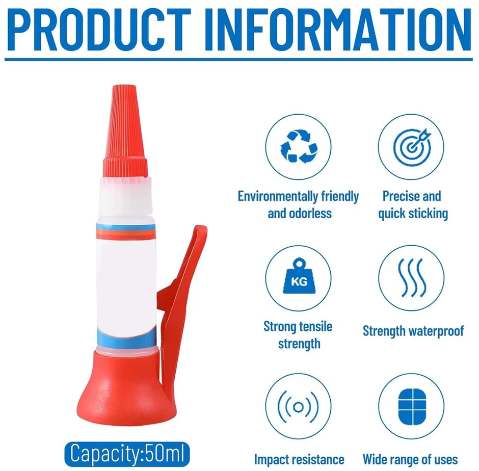 50 ml Super klijai, itin stiprūs, universalūs klijai, universalūs pramoniniai klijai, didelio stiprumo aliejiniai suvirinimo klijai, skirti klijuoti plastiką, stiklą, medį, akmenį, metalą ir daug daugiau (3 vnt.)