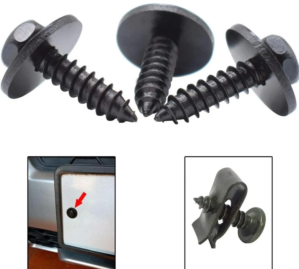 50 vnt. savisriegių varžtų, juodi anglinio plieno korpuso varžtai, 5 mm x 18 mm, savaime gręžiantys šešiabriauniai varžtai, korpuso varžtai automobiliui, purvasargiams, ratų arkoms, buferiui