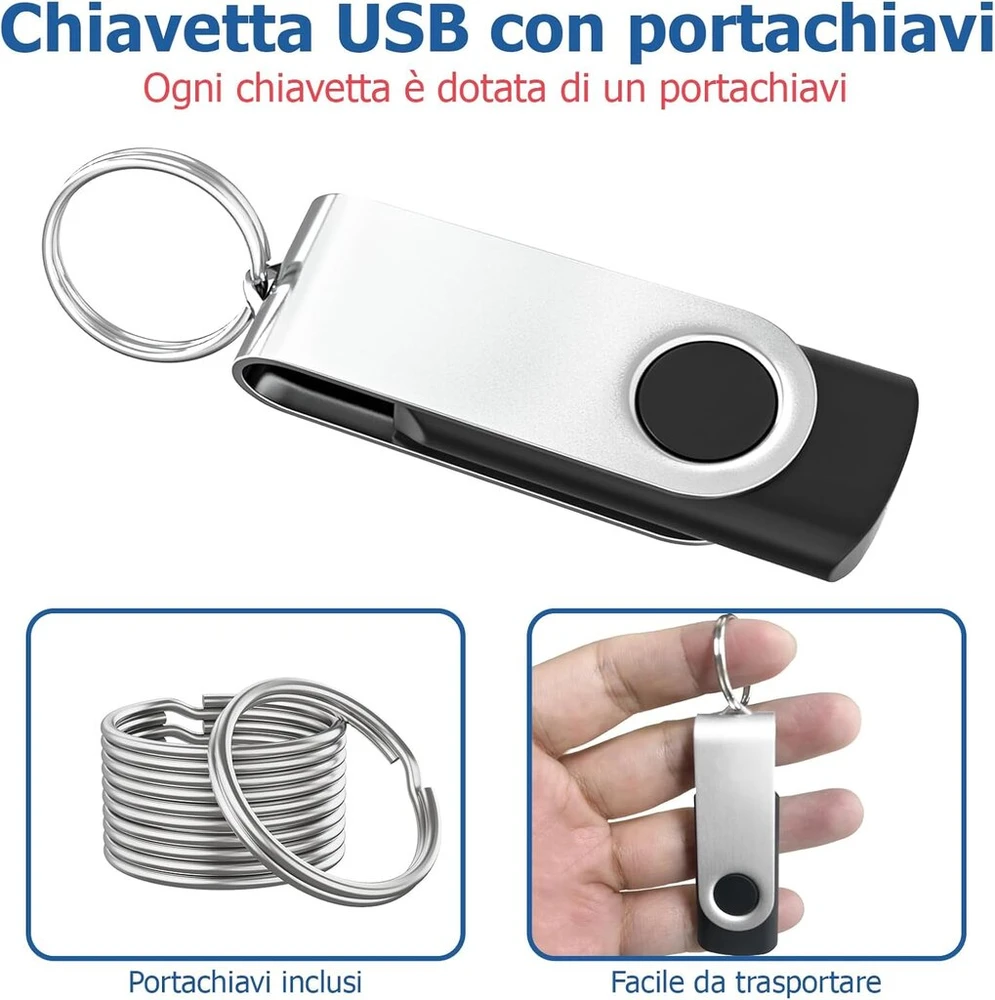 50 vnt. Usb atmintukai 2gb, juodi, su suktuku, greitas duomenų perdavimas