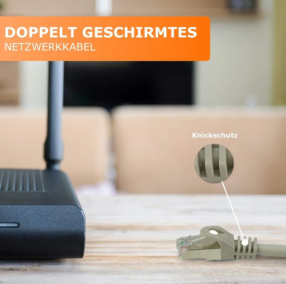 5.0m - pilka - Cat.7 - tinklo kabelis patchcable lancable ethernet - 10gbase-t - 10000 mbps cat7 sftp dvigubai ekranuotas pimf 600mhz