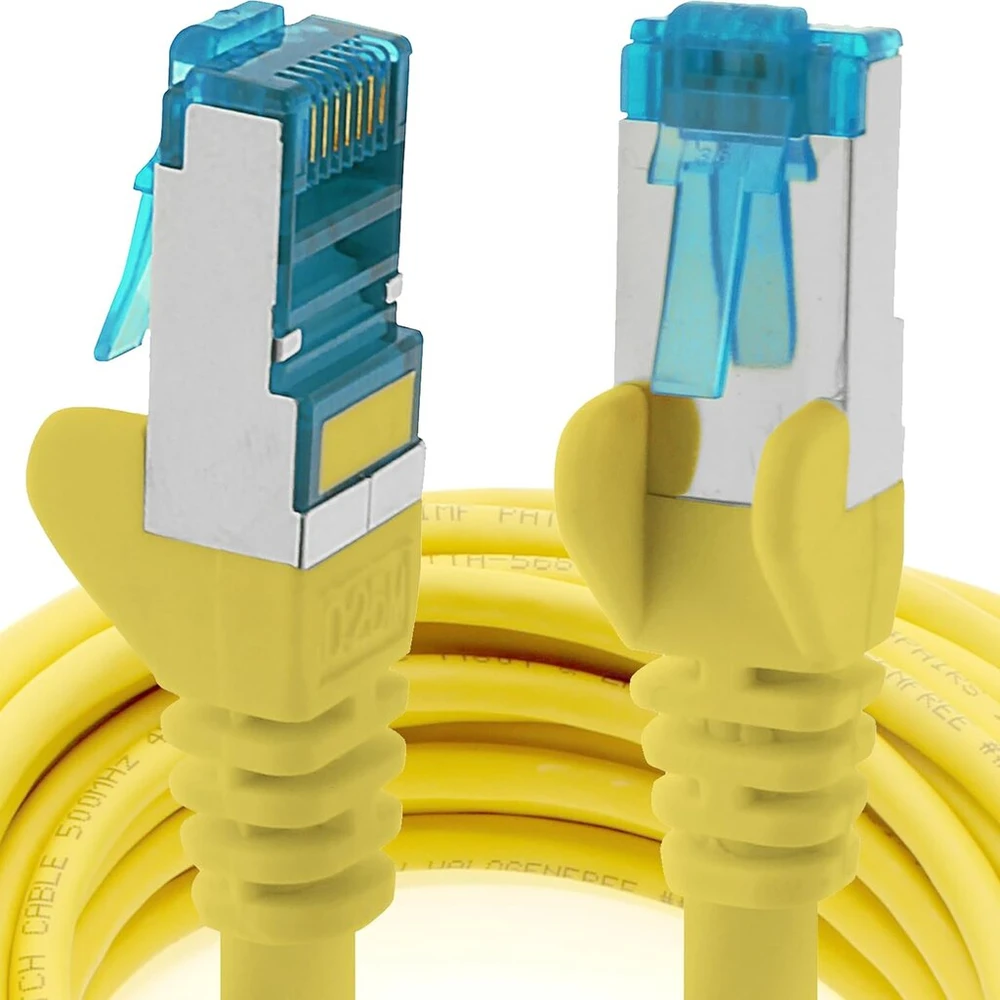 5m - Cat6a - tinklo kabelis | geltonas - 1 vnt. | Cat 6a | S-ftp | dvigubai ekranuotas | Pimf | 500mhz | patch kabelis | suderinamas su Cat 5 / Cat 6 / Cat 7 | 10gbase-t - 10000 Mbps | skirtas jungikliui, maršrutizatoriui, internetui, XBOX, Tv, modemui, p