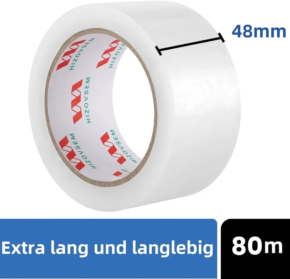 6 skaidrios pakavimo juostos ritinėliai, 48 mm, iš viso 240 m, labai patvari, skirta pakuotėms sandarinti, užsandarinta. pakavimo juosta, didelio klampumo tirštiklis, skaidri lipni juosta