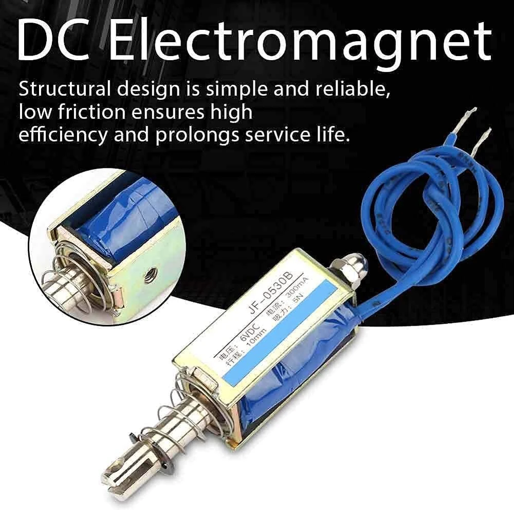 6 V nuolatinės srovės elektromagnetas automatikos valdymui 300 Ma nuolatinės srovės traukos elektromagnetas 5n ištraukiamas diapazonas 10 mm