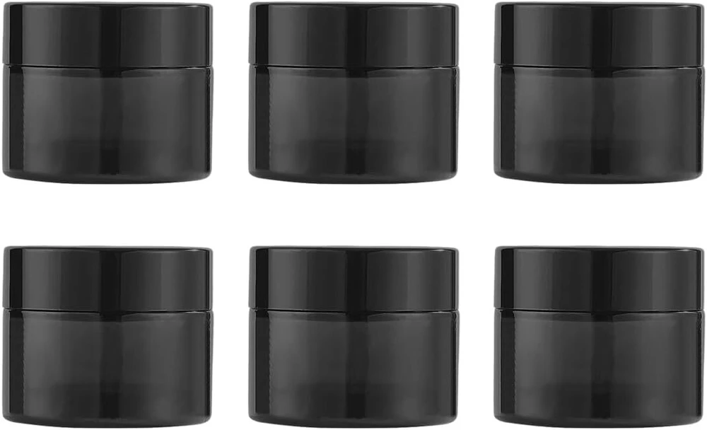 6 x tušti kremo indeliai, 10 ml kosmetikos indelis, kosmetikos indelis, juodas tuščias indelis, apvalus, daugkartinio naudojimo kremo indelis, kelioninis kosmetikos indelis su dangteliu kosmetikai, kremams, losjonams, nagų dailės karoliukams