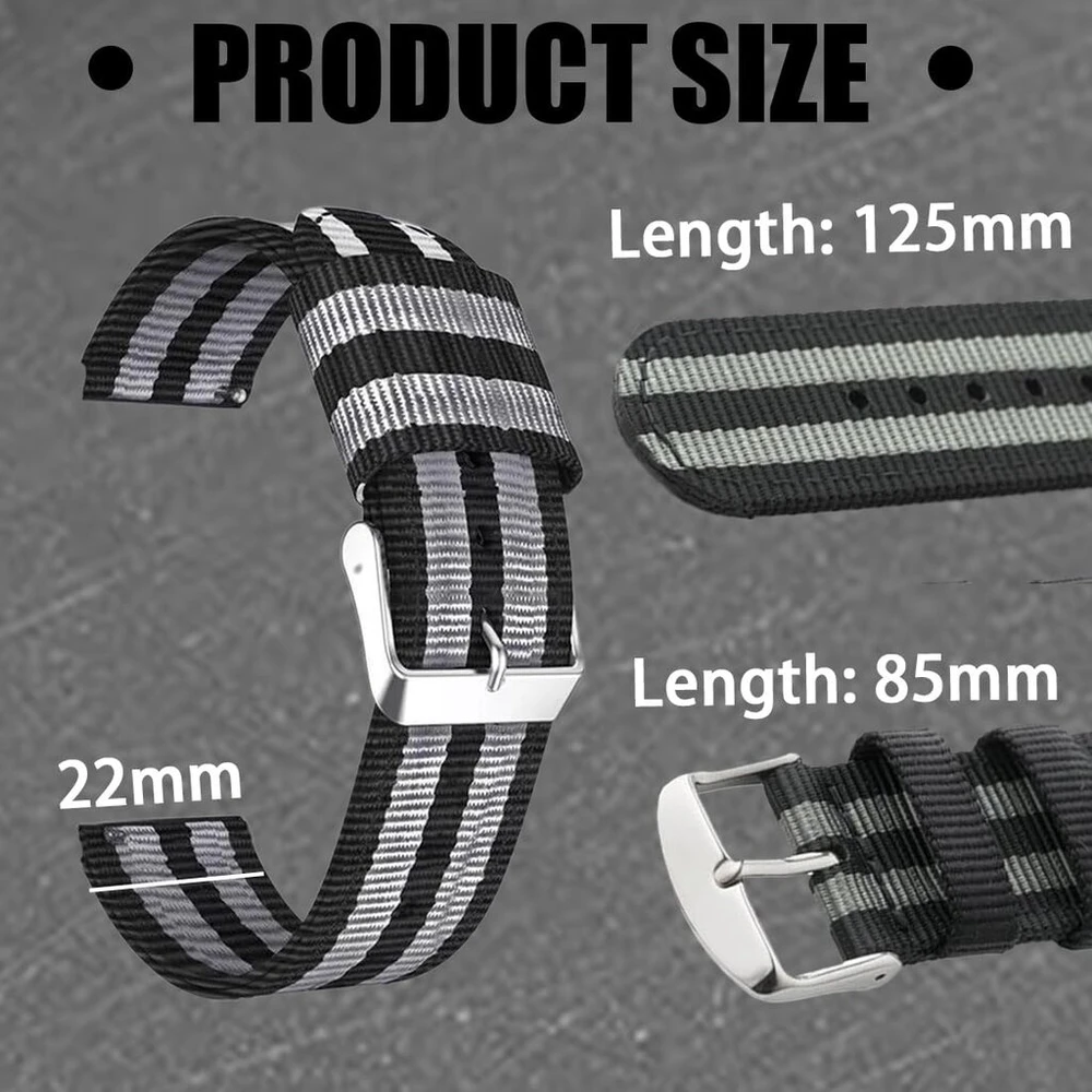 7 dalių elastinės laikrodžių apyrankės 22 mm apyrankė su greito atsegimo reguliuojama tampria nailono kilpa sportinė kvėpuojanti pakaitinė apyrankė vyrams moterims laikrodžio apyrankė nailoninė laikrodžio apyrankė