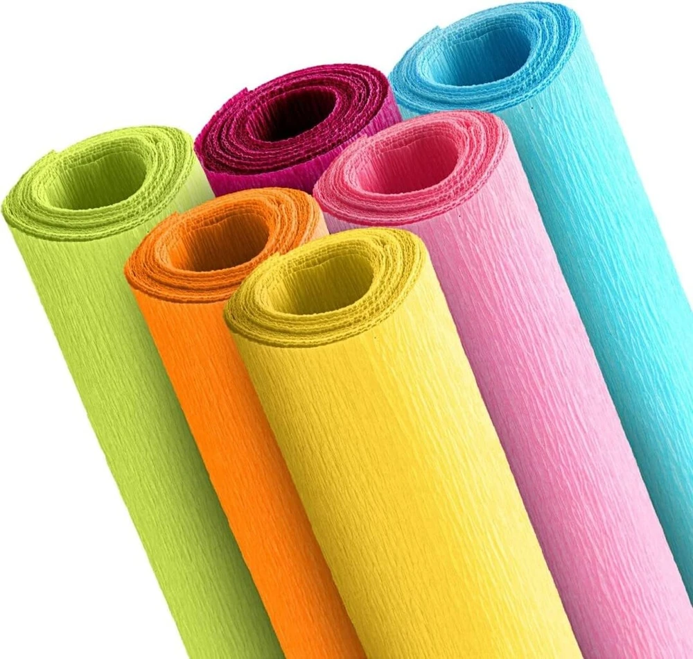 70g baltas žalias rožinis krepinio popieriaus rulonas gėlėms gaminti krepinio popieriaus serpentinai 25,4 cm pločio 2,4 m ilgio šviesaus šampano spalvos