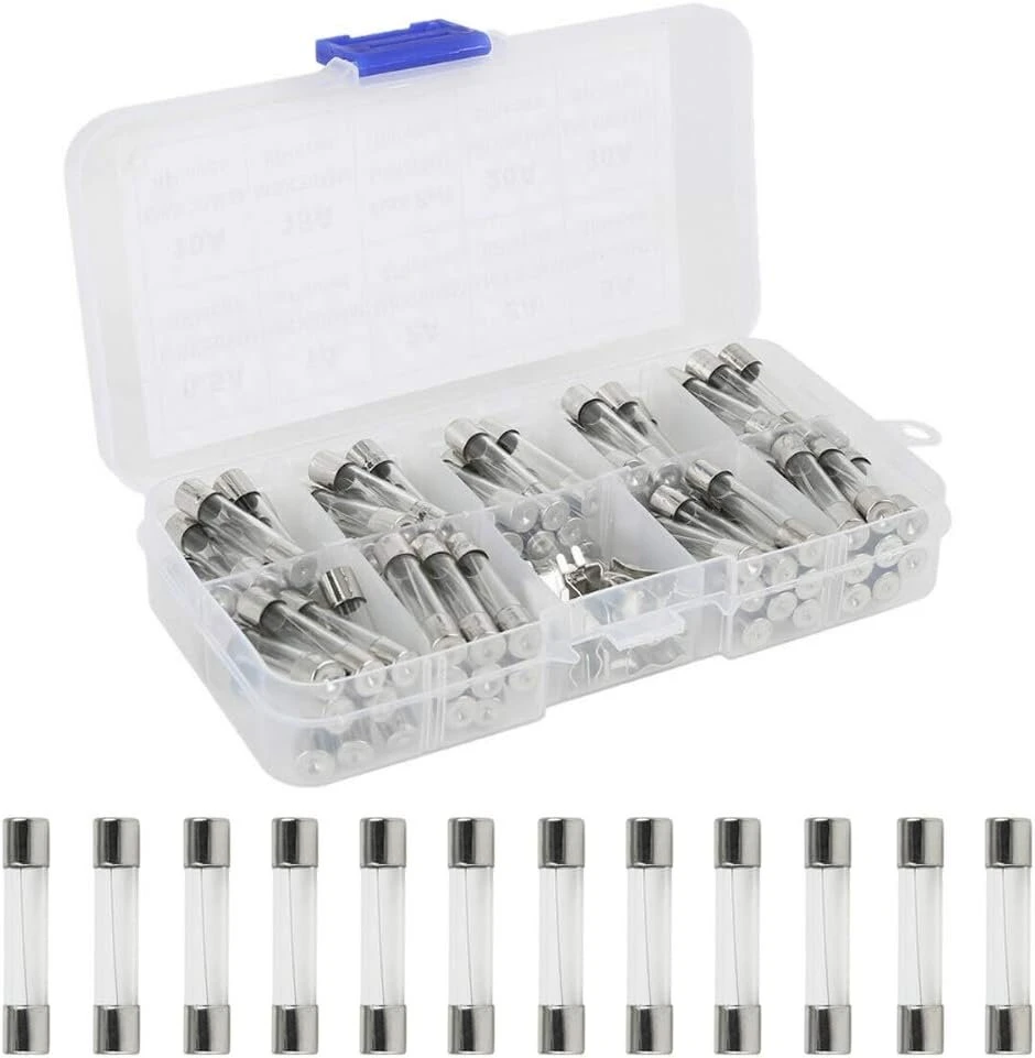 72 vnt. stikliniai greito veikimo automobilių saugikliai 6x30mm, 250v