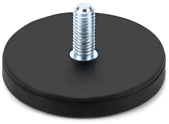 8 neodimio magnetų rinkinys, padengtas guma, skersmuo 43 mm su m6 sriegiu, magnetic systems su gumine danga, 10 kg traukos jėga