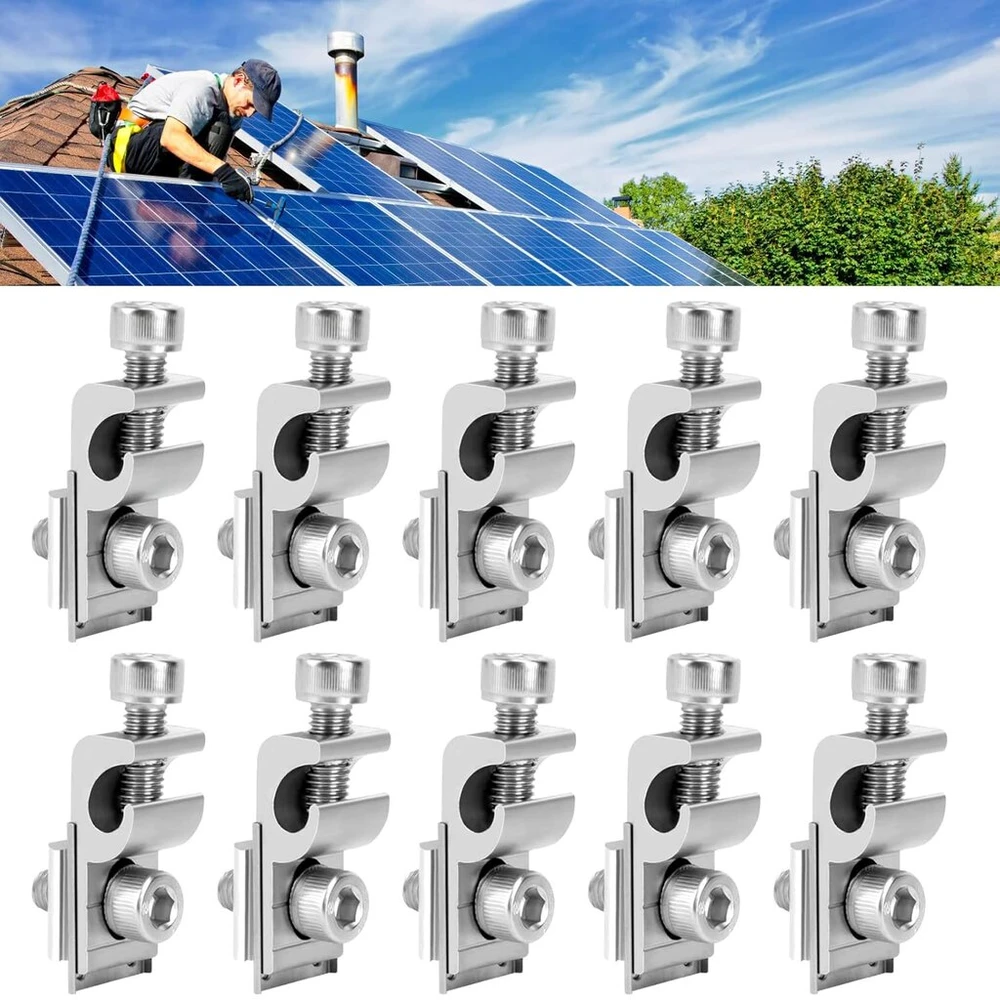 8 saulės baterijų įžeminimo spaustukų rinkinys, įžeminimo spaustukas Pv moduliui, aliuminio saulės baterijų laikiklio priedai, standartinis saulės baterijų įžeminimo spaustukas saulės montavimo sistemai
