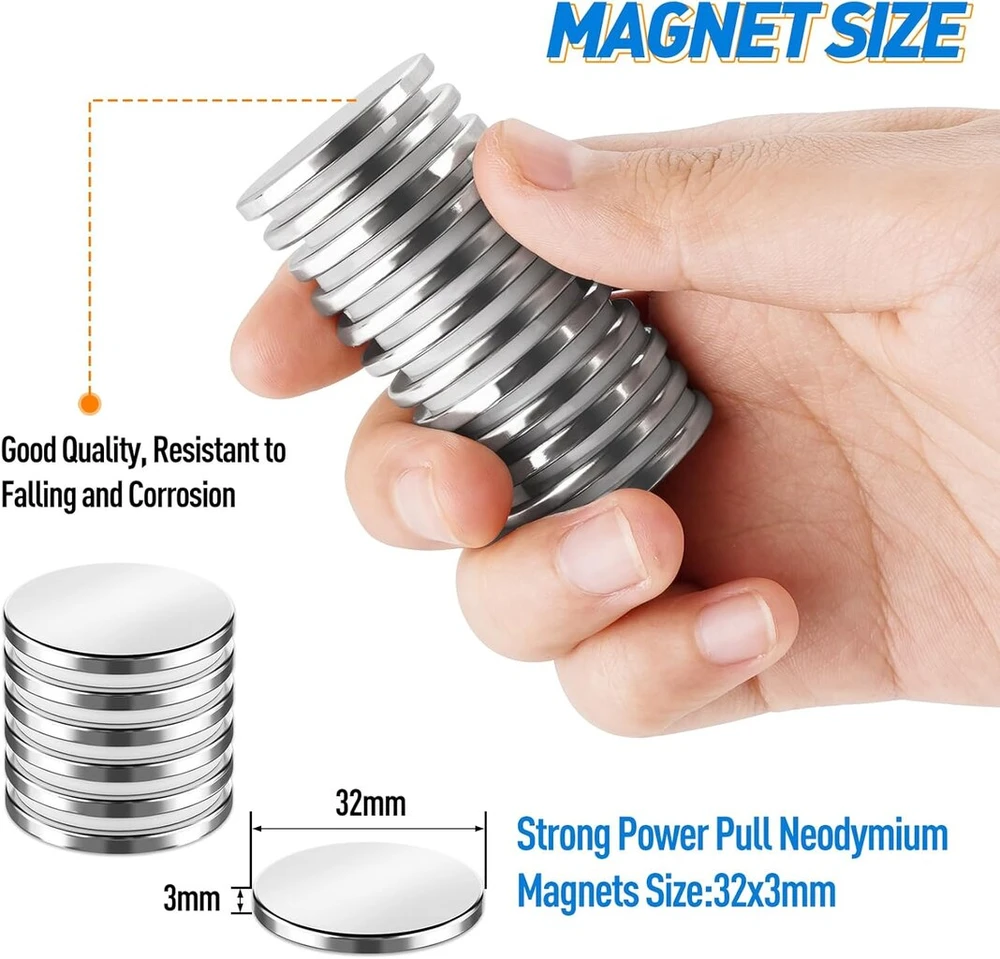 8 vnt. 30 x 3 mm 8kg traukos sidabriniai neodimio magnetai, itin stiprūs magnetai magnetinei lentai, magnetai baltajai lentai, magnetai šaldytuvui, retųjų žemių magnetai su dvipusiais klijais