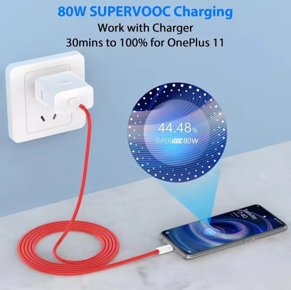 80 W įkroviklis su 1 metro usb-c įkrovimo laidu | sieninis įkroviklis greitasis įkroviklis supervooc warp įkroviklis, suderinamas su Oneplus 13 12 12r 11 10 pro
