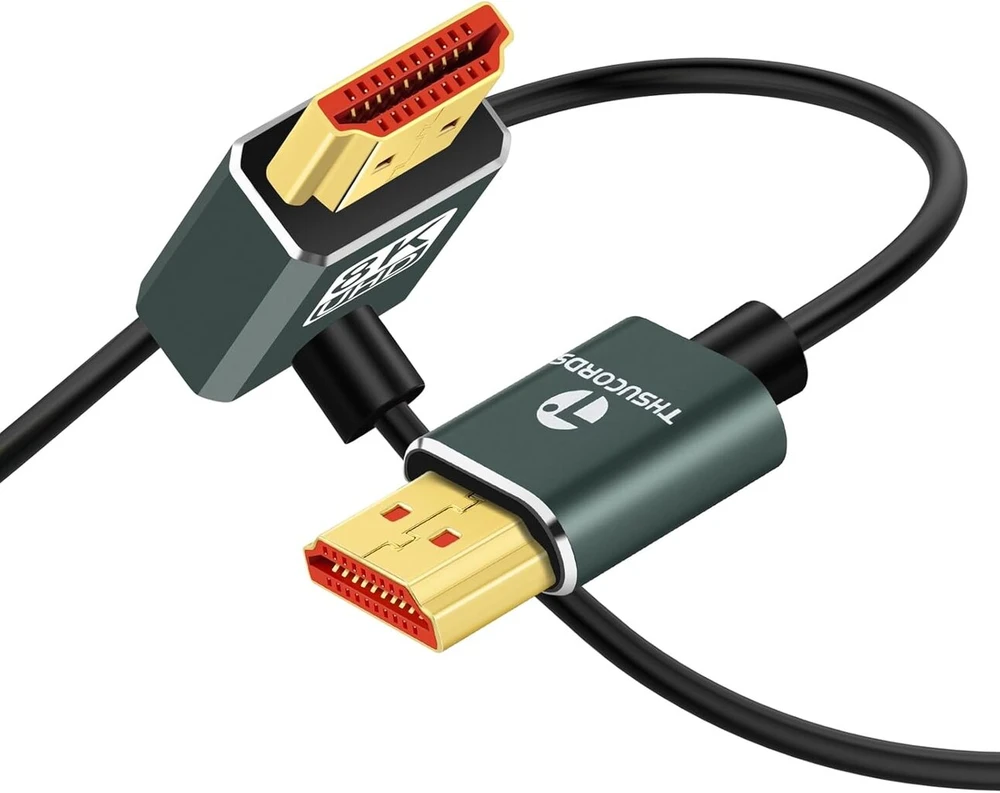 8k Hdmi 2.1 Kampinis Kabelis 2m, Plonas, 90° Žemyn, 4k@120hz, 8k@60hz