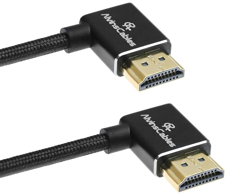 8k Hdmi 2.1 spiralinis kabelis, 48gbps, kampinis