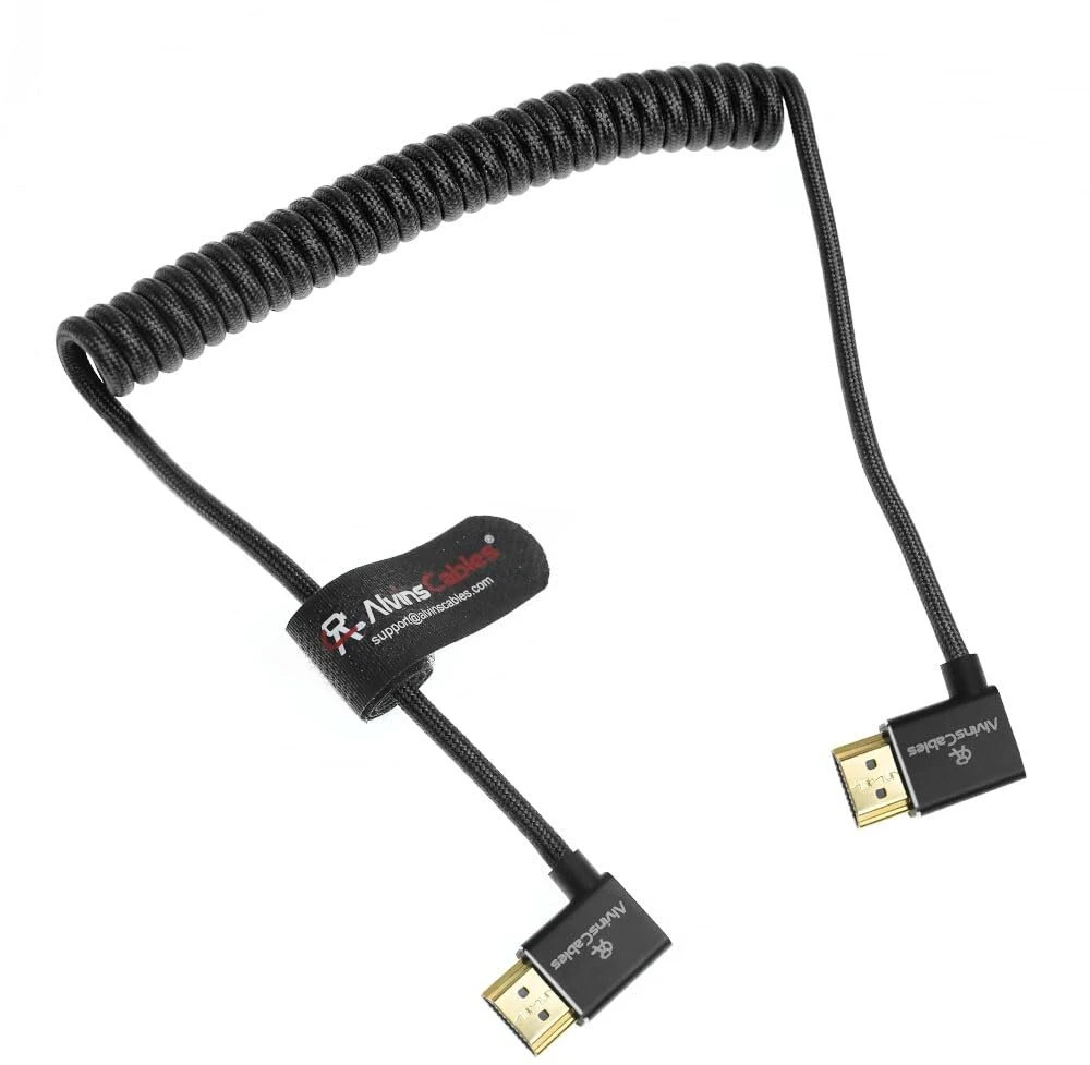 8k Hdmi 2.1 spiralinis kabelis, 48gbps, kampinis
