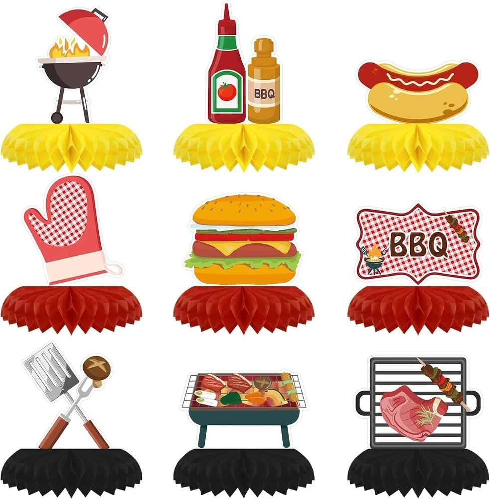 9 vnt. bbq vakarėlio dekoracijos bbq kūdikio sutiktuvių stalo dekoracijos pikniko dekoracijos korio formos stalo dekoracijos baby q kūdikio sutiktuvių dekoracijos vasaros gimtadienio vakarėliui