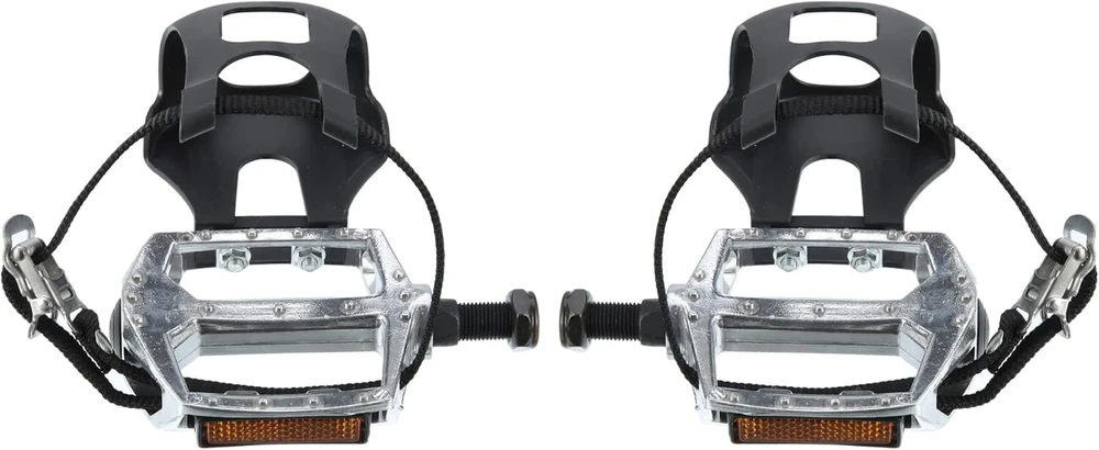 A Absopro dviračio pedalų pora 12.7 mm 1/2 colio kojų spaustukas fiksuotas pėdos sidabro spalvos