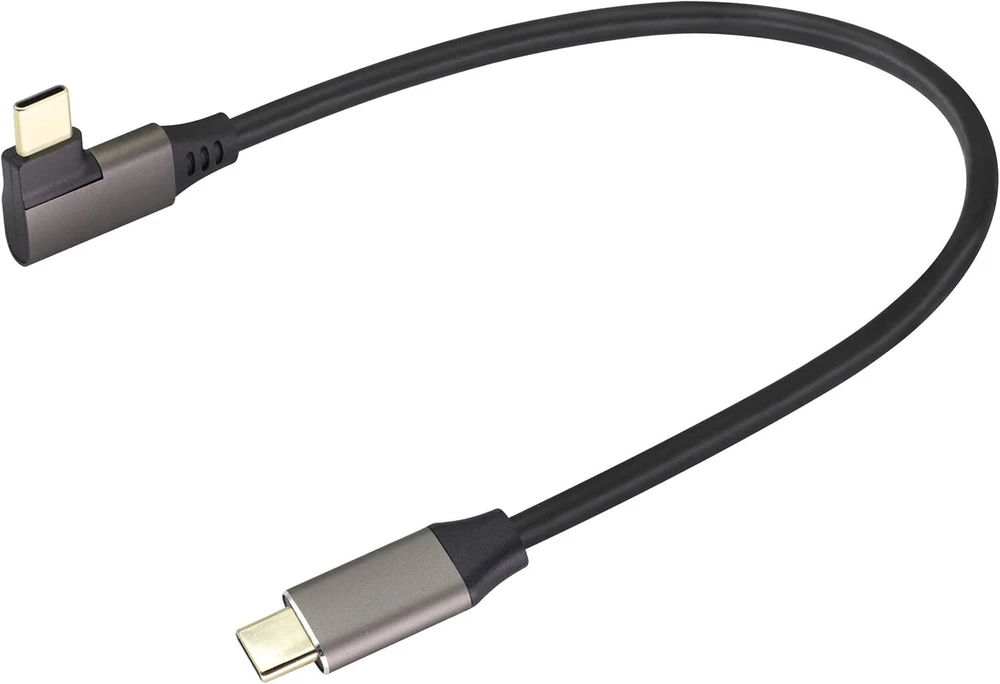 Aaotokk 90 laipsnių Usb 3.1 Type-c į Type-c kabelis, kampinis Usb Type-c 3.1 (male) prailginimo kabelis palaiko įkrovimą, duomenų perdavimą, audio, video kabelis nešiojamiems kompiuteriams, mobiliesiems telefonams (0,3 metro/1 pėda)