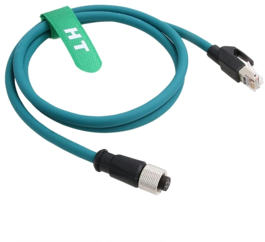 Actuator Sensor Ethernet tinklo kabelis M12 A koduotas 8 kontaktų lizdas į Rj45 Cat-7e jungiamąjį laidą, skirtas pramoninės Profibus automatikos programoms, 30 cm