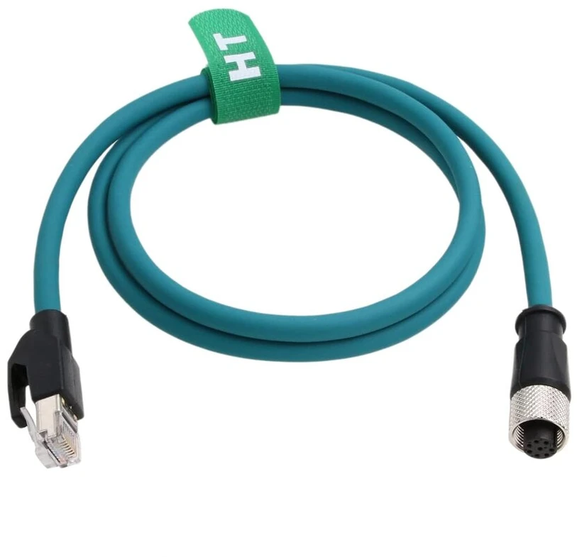 Actuator Sensor Ethernet tinklo kabelis M12 A koduotas 8 kontaktų lizdas į Rj45 Cat-7e jungiamąjį laidą, skirtas pramoninės Profibus automatikos programoms, 30 cm