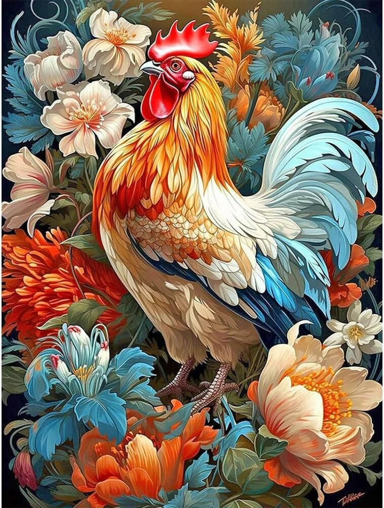 Acudotr deimantų tapybos rinkinys suaugusiems, 5d deimantų tapybos paveikslai suaugusiems, pasidaryk pats deimantų tapybos meno rinkinys sienų dekorui, gaidys, 30 x 40 cm
