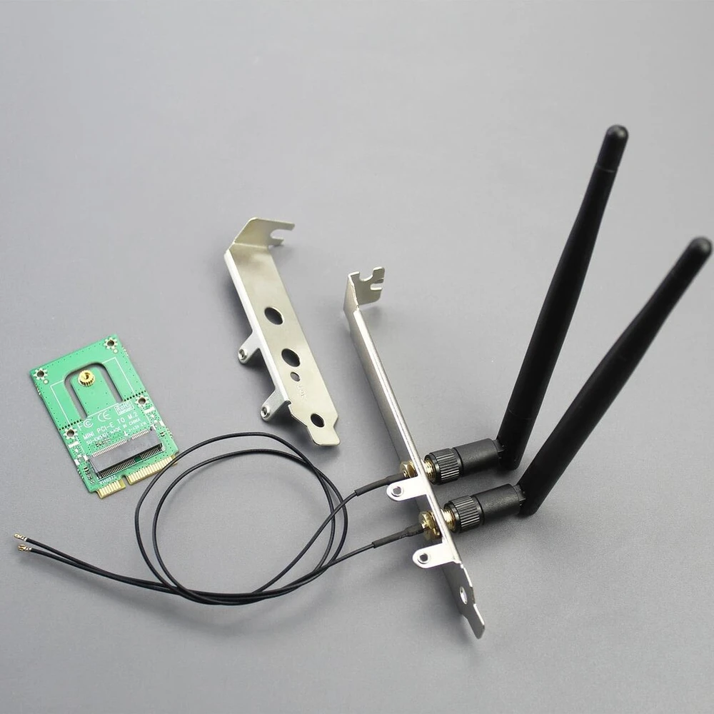 Adapteris M.2 Key E į Mini Pcie su Wifi modulių palaikymu ir antena