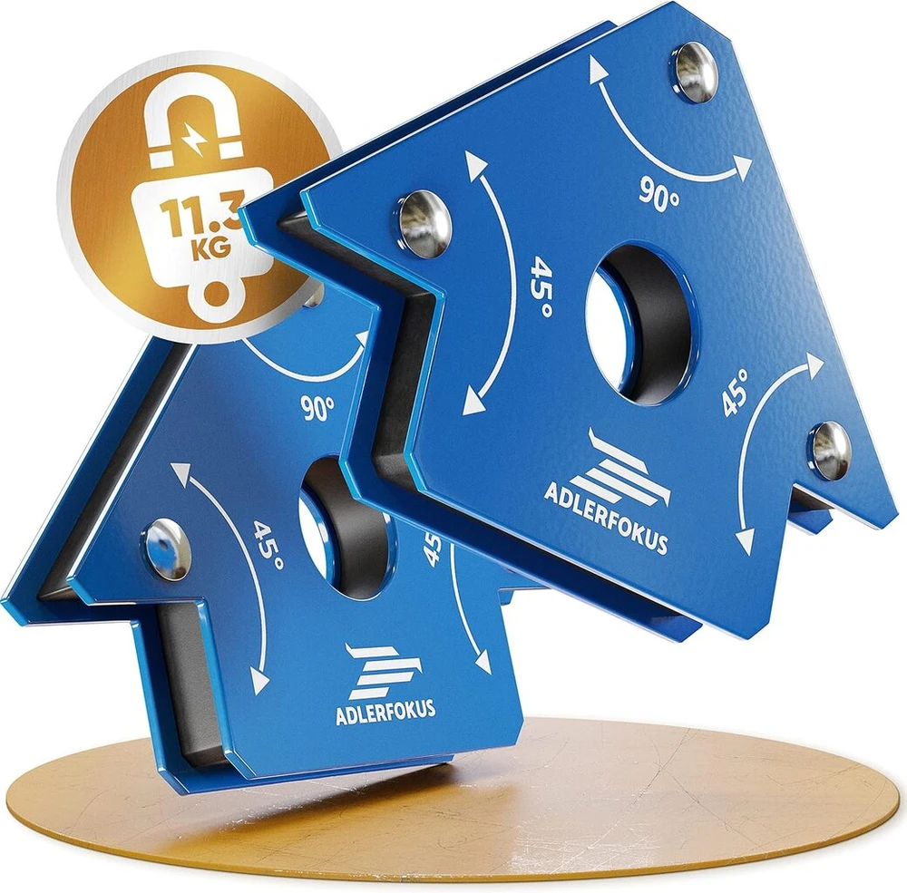 Adlerfokus 2 x suvirinimo magnetai [galingi] suvirinimo kampų rinkinys su 11,3kg sukibimo jėga - magnetinis kampas su 45°, 90°, 135° - suvirinimo priedai - kampinis magnetas suvirintojams - suvirinimo magnetas skirtas