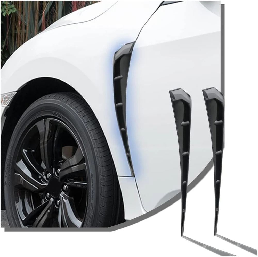 Adunsiaoto 2 vnt. automobilio oro įsiurbimo lipdukų rinkinys, ryklio žiaunų šoninis sparnas, automobilio oro įsiurbimo angų išorės dekoracijos, automobilio šoninių durų ventiliacijos angų dekoravimas (juodas)