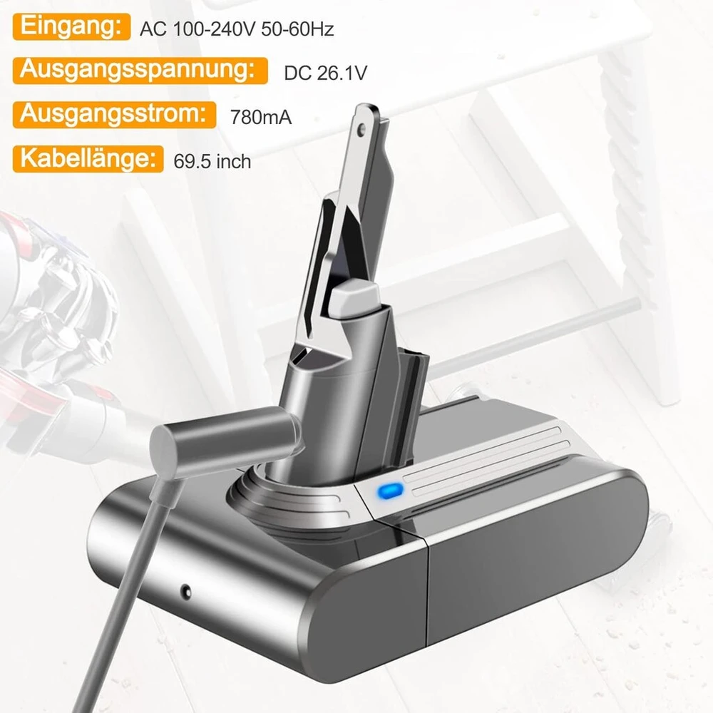 Advtronics 26.1 V įkroviklis, skirtas V8 V7 V6 (dc58 Dc59 Dc60 Dc61 Dc62 Dc72 / Sv03 / Sv04 / Sv05 Erp / Sv06) 64506-04 Absolute Animal Motorhead Slim Fluffy dulkių siurbliams