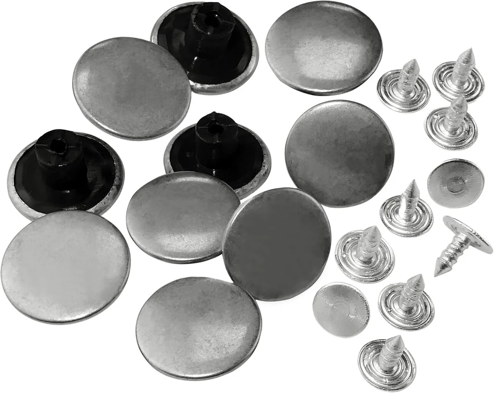 Aerzetix - C56696 - 10 spaudžių rinkinys, skersmuo 17 mm, pagamintas iš 2 metalinių dalių - Antikvarinis sidabras - rankinėms, džinsams, piniginėms, odos gaminiams, siuvimo drabužiams