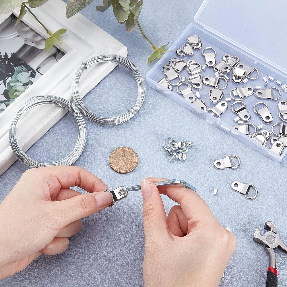 Ahandmaker plieninių lynų ir paveikslų kabinimo rinkinys, įskaitant 2 ryšulius po 9,75 m plieninio lyno, įtempimo griebtuvo rinkinys vielai įtempti, skirtas pakabinti girliandoms