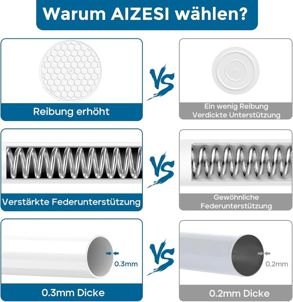 Aizesi 1 x užuolaidų strypas, be gręžimo, 71.1 - 121.9 cm, 7/8 skersmens, baltas, užuolaidų strypas